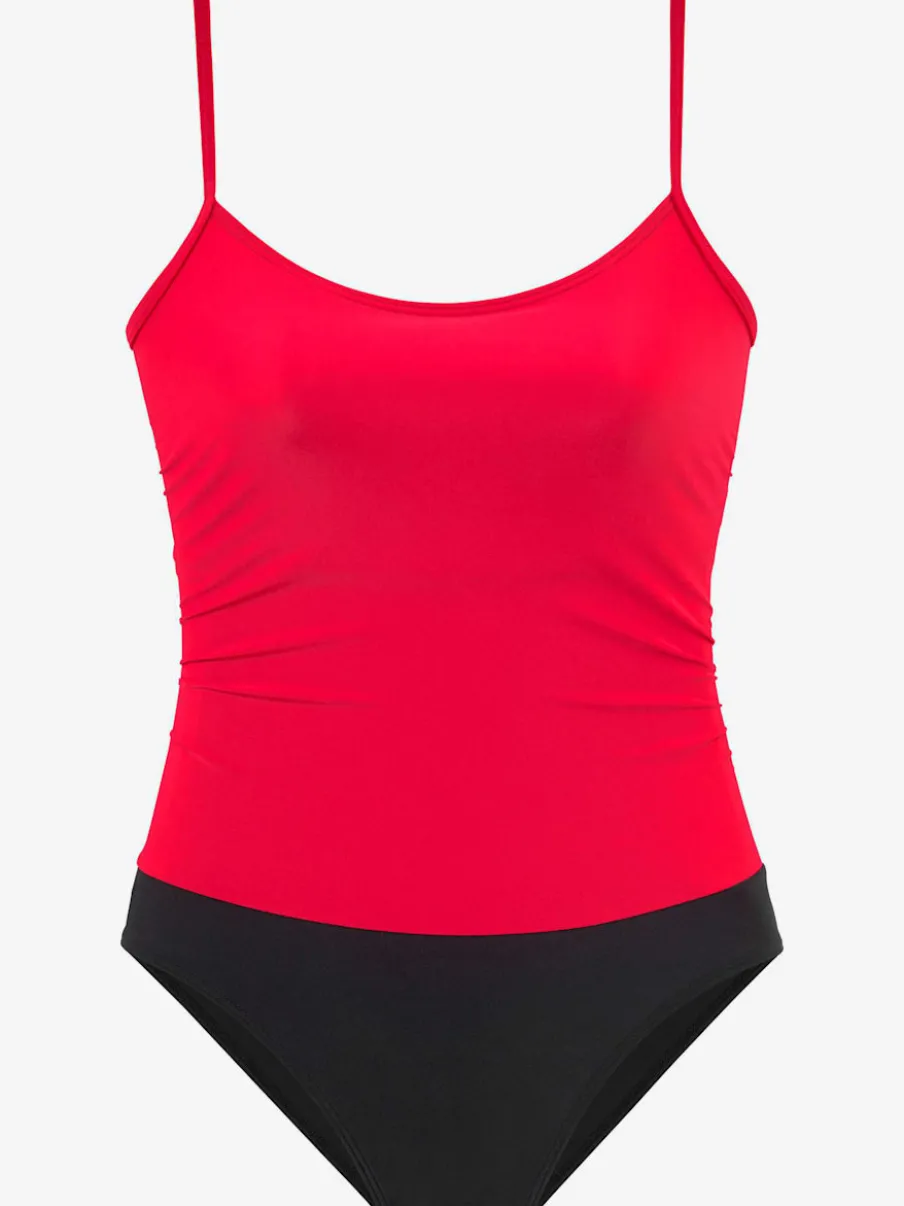 Maillot de bain à bretelles réglables avec motif à pois et gainant