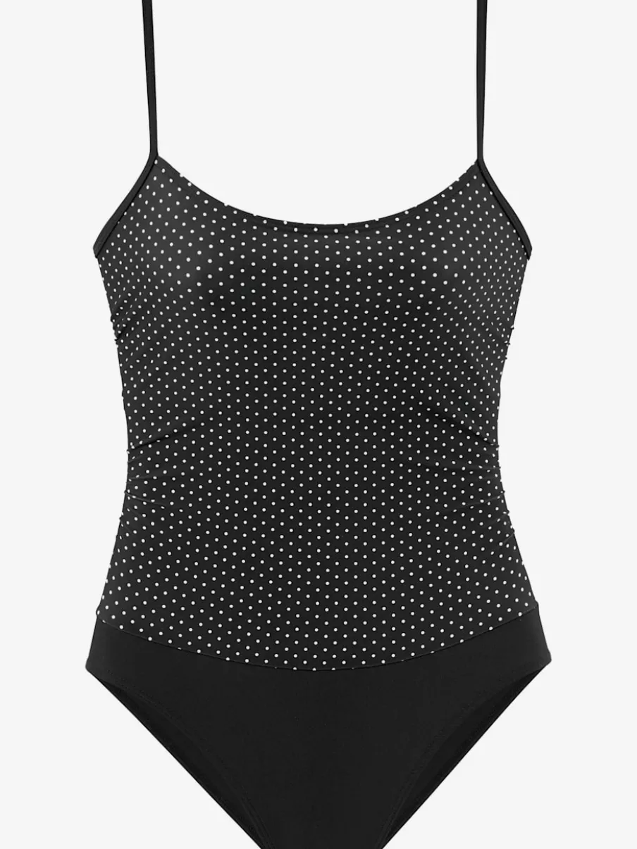 Maillot de bain à bretelles réglables avec motif à pois et gainant