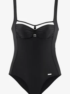 Maillot de bain à bretelles réglables avec gaine devant et éléments décoratifs