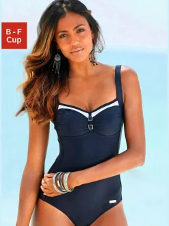 Maillot de bain à bretelles réglables avec gaine devant et éléments décoratifs