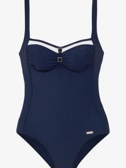 Maillot de bain à bretelles réglables avec gaine devant et éléments décoratifs