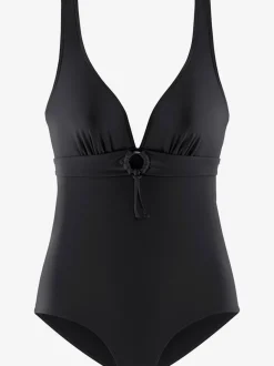 Maillot de bain classique à col V avec bonnets amovibles et ruban