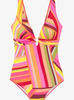 Maillot de bain à col arrondi avec imprimé graphique coloré