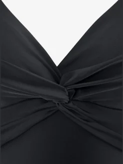 Maillot de bain à col en V avec fronces et bonnets intégrés