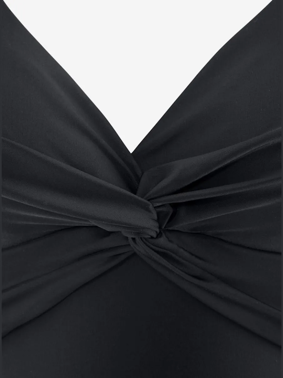 Maillot de bain à col en V avec fronces et bonnets intégrés