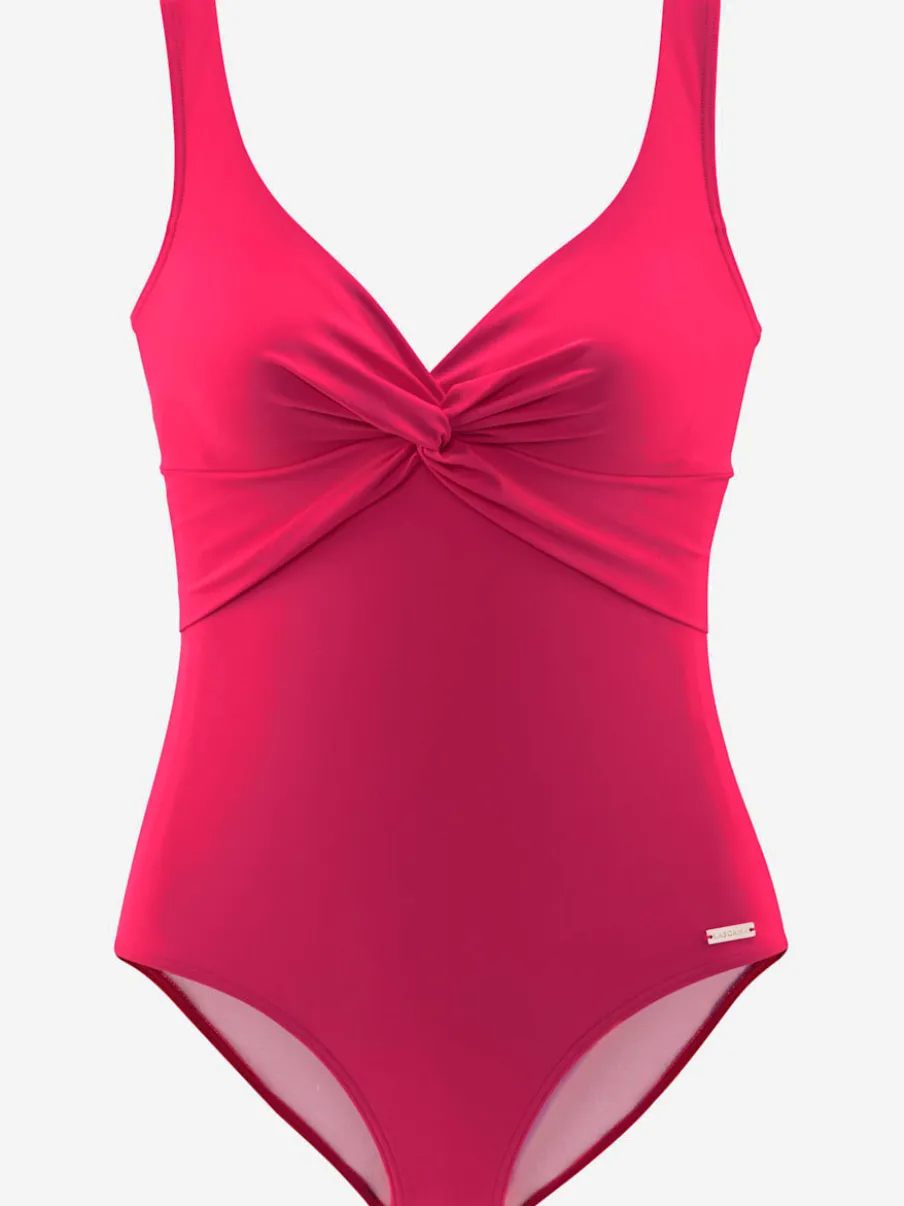 Maillot de bain à col en V avec fronces et bonnets intégrés