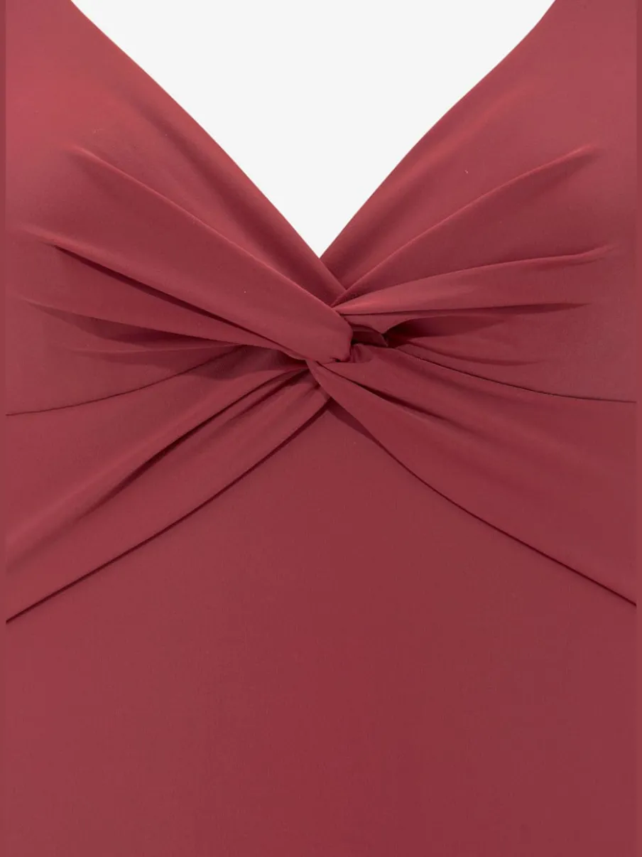Maillot de bain à col en V avec fronces et bonnets intégrés