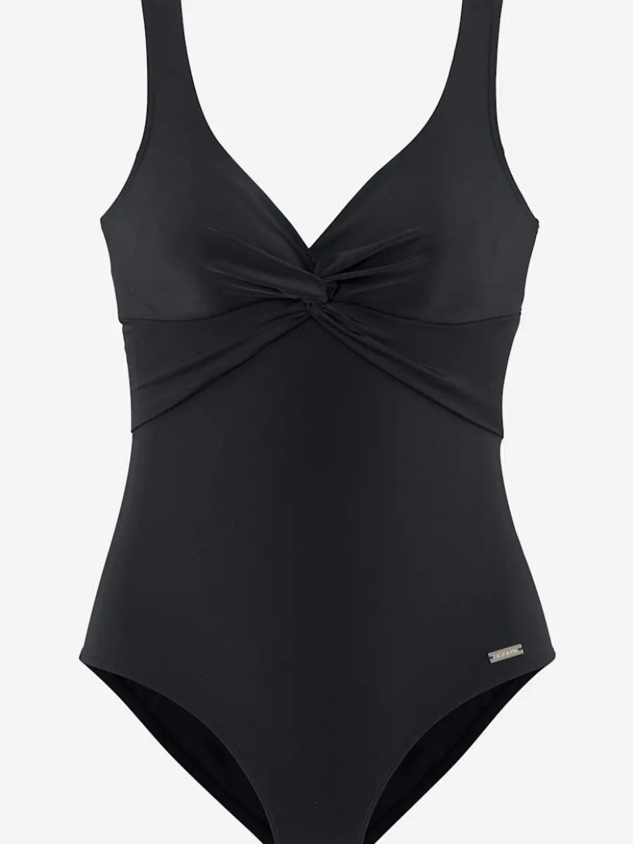 Maillot de bain à col en V avec fronces et bonnets intégrés