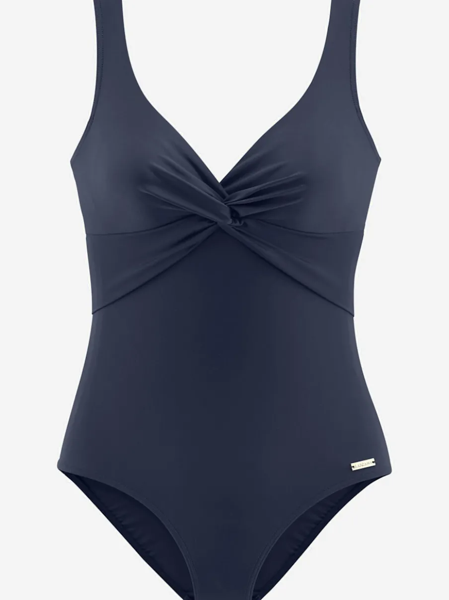 Maillot de bain à col en V avec fronces et bonnets intégrés