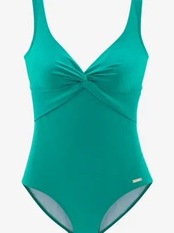 Maillot de bain à col en V avec fronces et bonnets intégrés