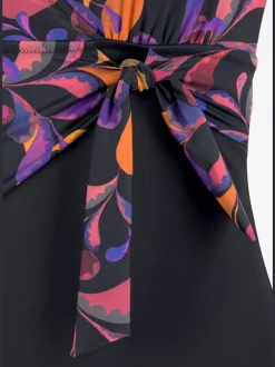 Maillot de bain à col en V avec motif floral et noué