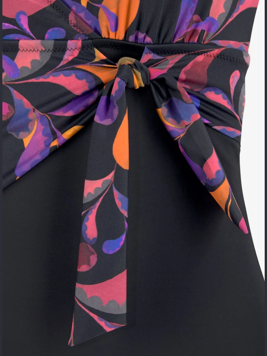 Maillot de bain à col en V avec motif floral et noué