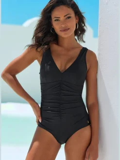 Maillot de bain à décolleté en V avec fronces flatteuses