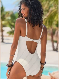 Maillot de bain à doubles bretelles avec perles décoratives