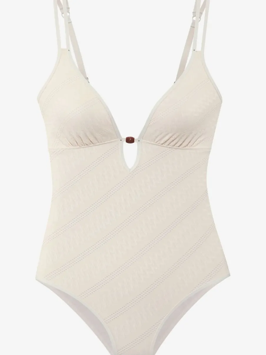 Maillot de bain à doubles bretelles avec perles décoratives