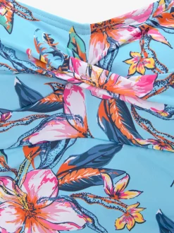Maillot de bain à empiècements floraux et bretelles élastiques