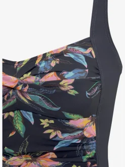 Maillot de bain à empiècements floraux et bretelles élastiques
