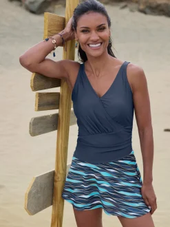 Maillot de bain à encolure en V avec motifs graphiques et bretelles réglables