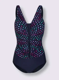 Maillot de bain à encolure en V imprimé avec fronces