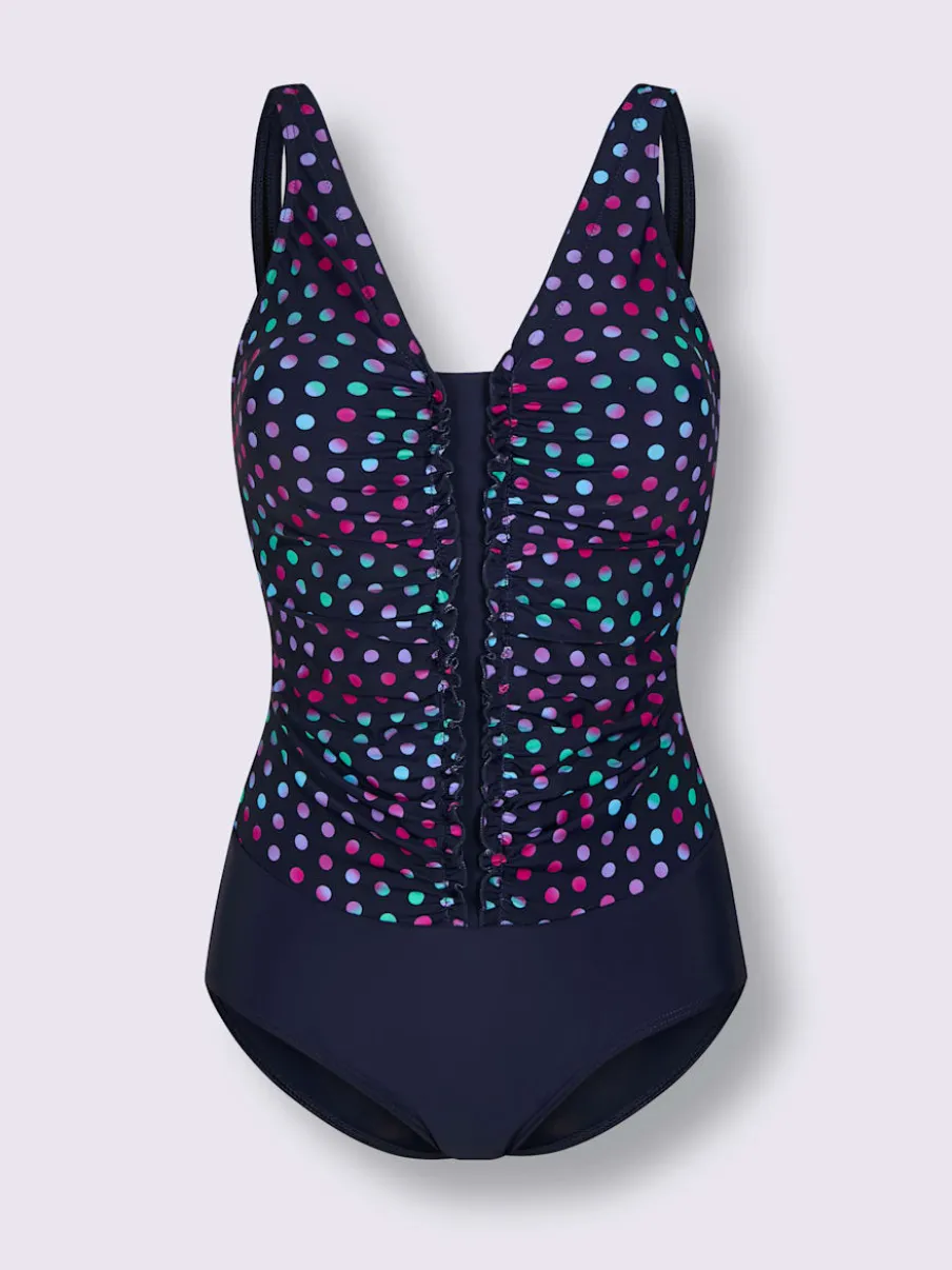 Maillot de bain à encolure en V imprimé avec fronces