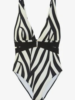 Maillot de bain encolure V avec motifs animaliers raffinés