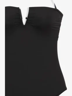 Maillot de bain à encolure V avec détails contrastés amovibles