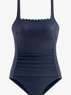 Maillot de bain en microfibre douce à encolure carrée et fronces