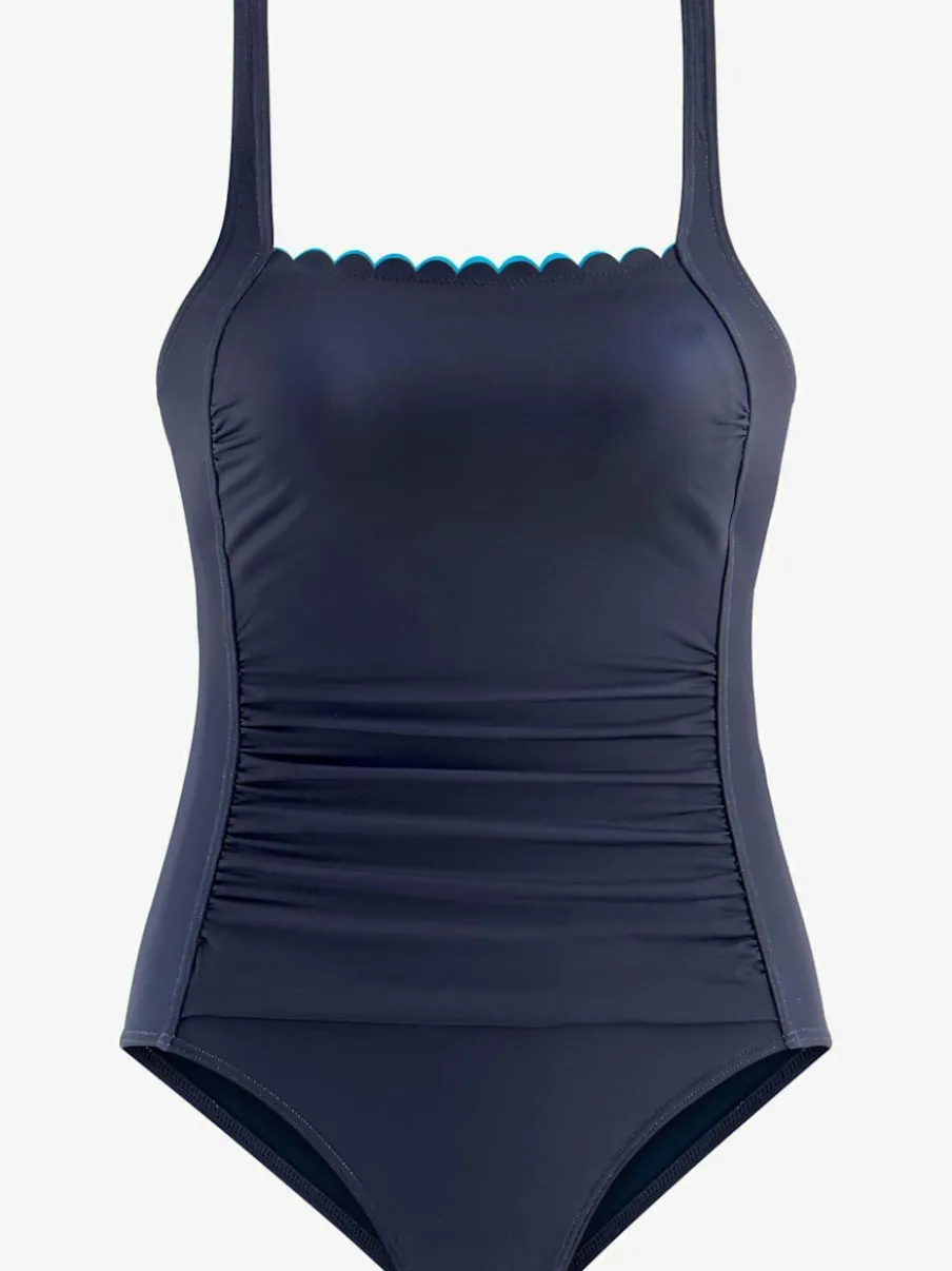 Maillot de bain en microfibre douce à encolure carrée et fronces