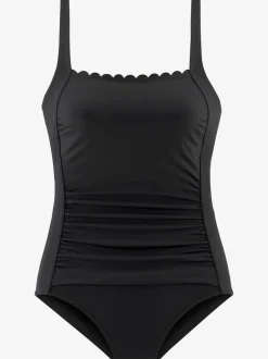 Maillot de bain en microfibre douce à encolure carrée et fronces