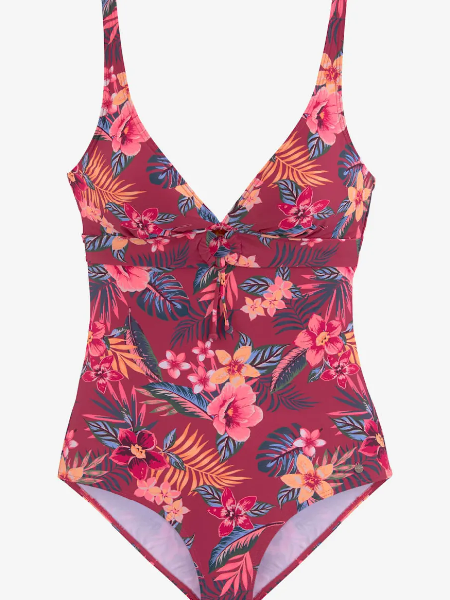 Maillot de bain floral avec bonnets amovibles gainants