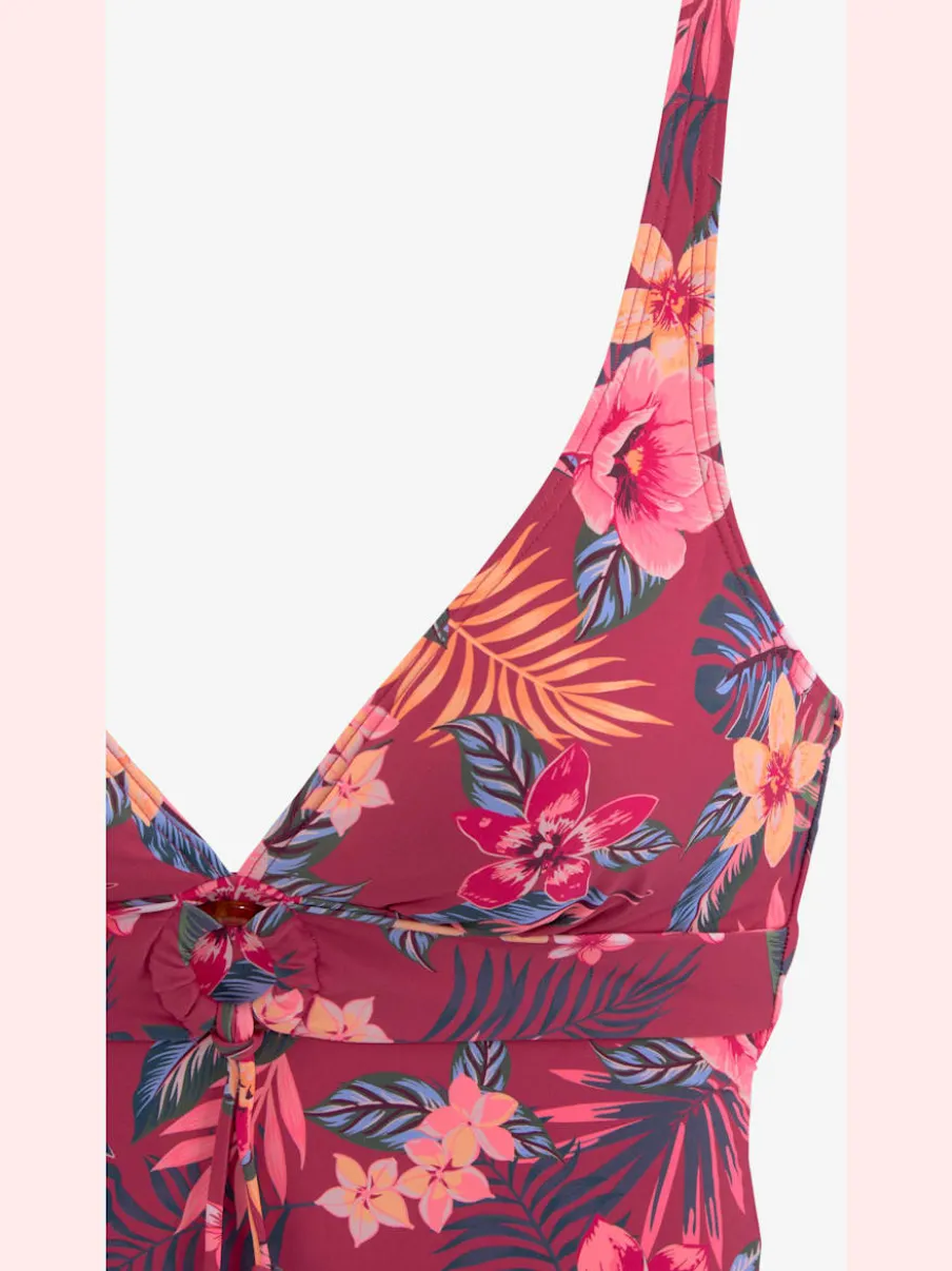 Maillot de bain floral avec bonnets amovibles gainants