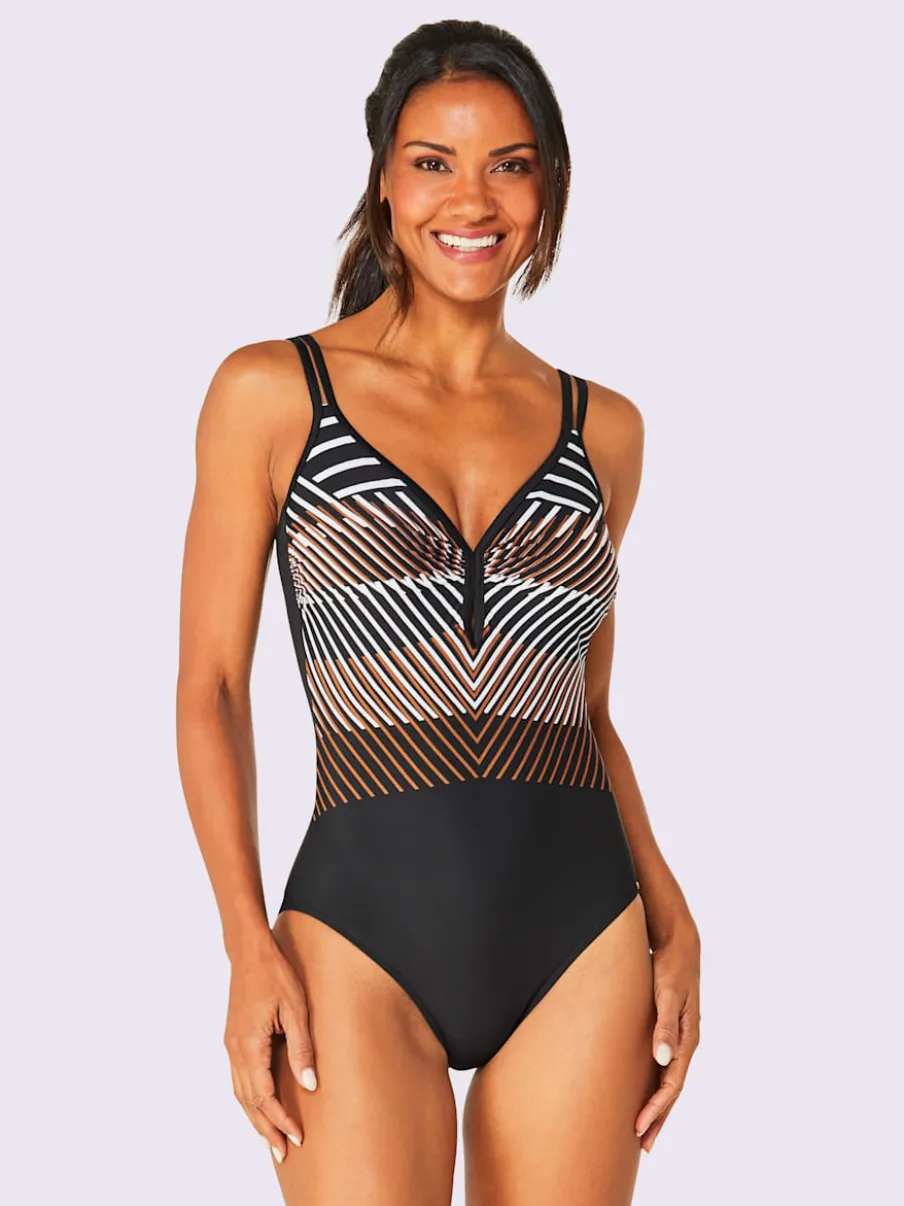 Maillot de bain graphique avec encolure en V ajustable