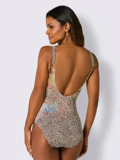 Maillot de bain imprimé animal avec encolure en V