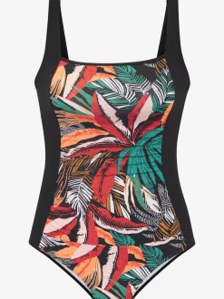 Maillot de bain imprimé feuilles tendance avec détails contrastés