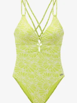 Maillot de bain à imprimé floral avec décolleté en V et bonnets amovibles