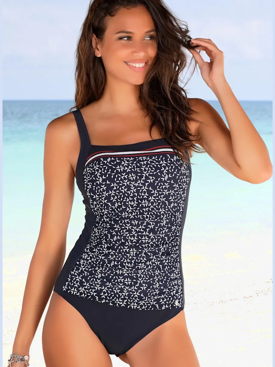 Maillot de bain à imprimé minimaliste avec bretelles réglables et bonnets intégrés