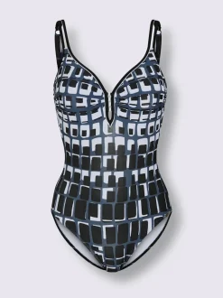 Maillot de bain à motif graphique encolure en V