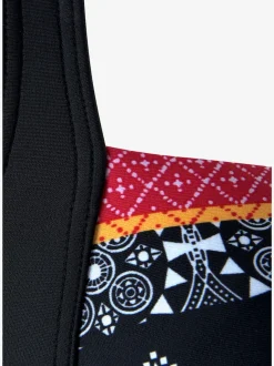 Maillot de bain à motifs fantaisie avec décolleté contrasté et bretelles réglables