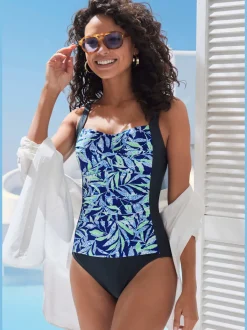 Maillot de bain à motifs floraux avec bonnets intégrés