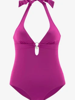 Maillot de bain à nouer dans le cou avec accessoires argentés