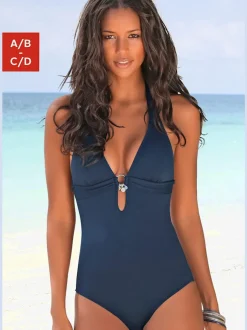 Maillot de bain à nouer dans le cou avec accessoires argentés