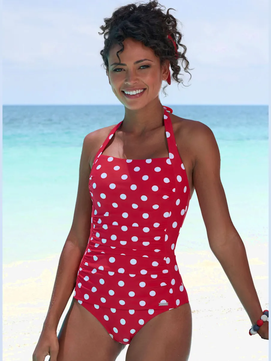 Maillot de bain à nouer dans le cou avec imprimé points