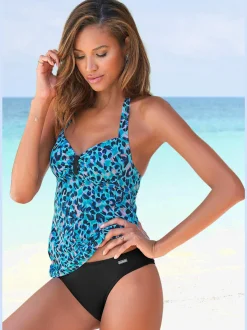 Maillot de bain 2 pièces à motifs animaux avec bretelles à nouer