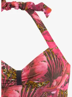 Maillot de bain 2 pièces à nouer dans le cou et motifs floraux