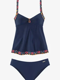 Maillot de bain 2 pièces tankini à imprimé et bretelles réglables