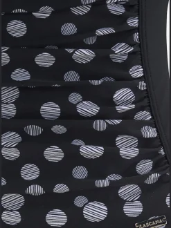 Maillot de bain à pois avec bonnets garnissés et bretelles réglables