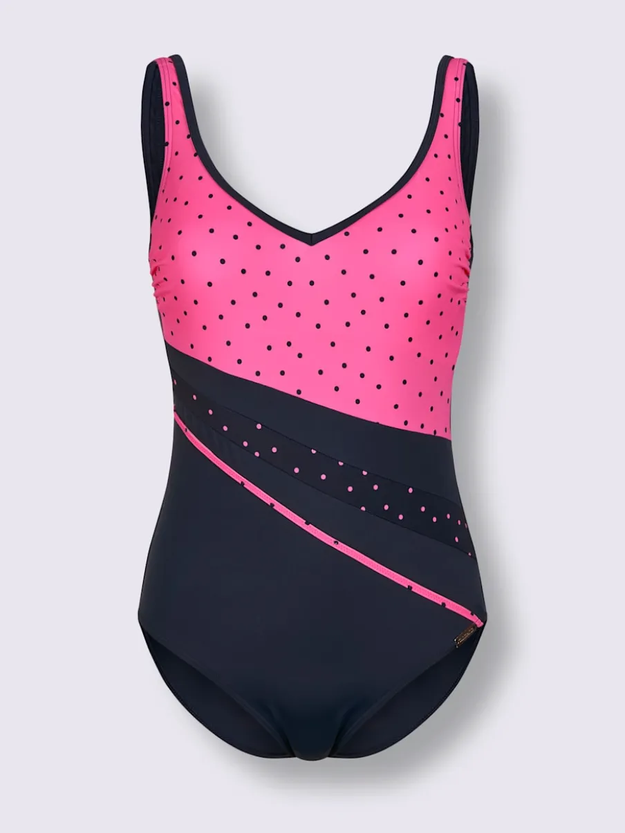 Maillot de bain à pois avec encolure en V confortable