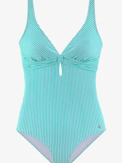 Maillot de bain rayé marin avec bonnets amovibles réglables