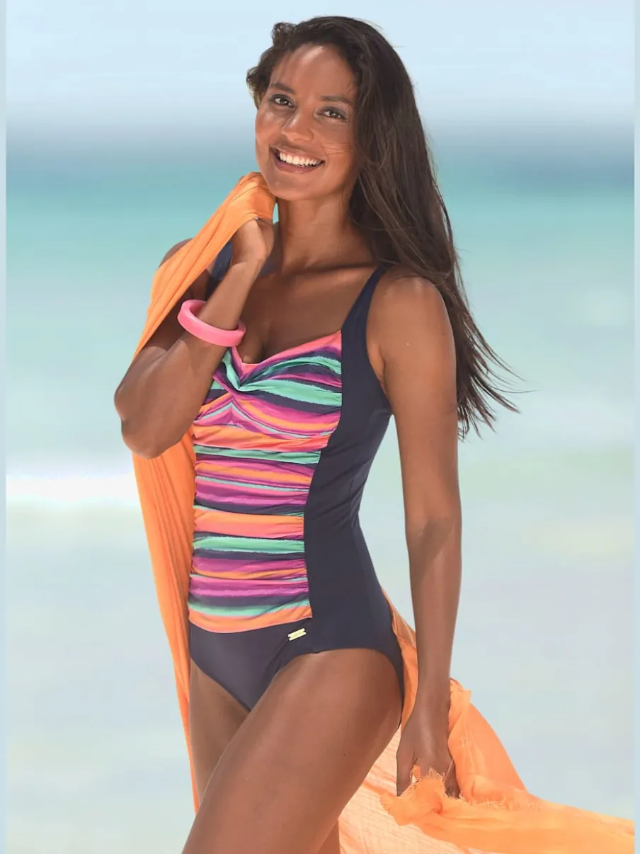 Maillot de bain à rayures avec bonnets confortables