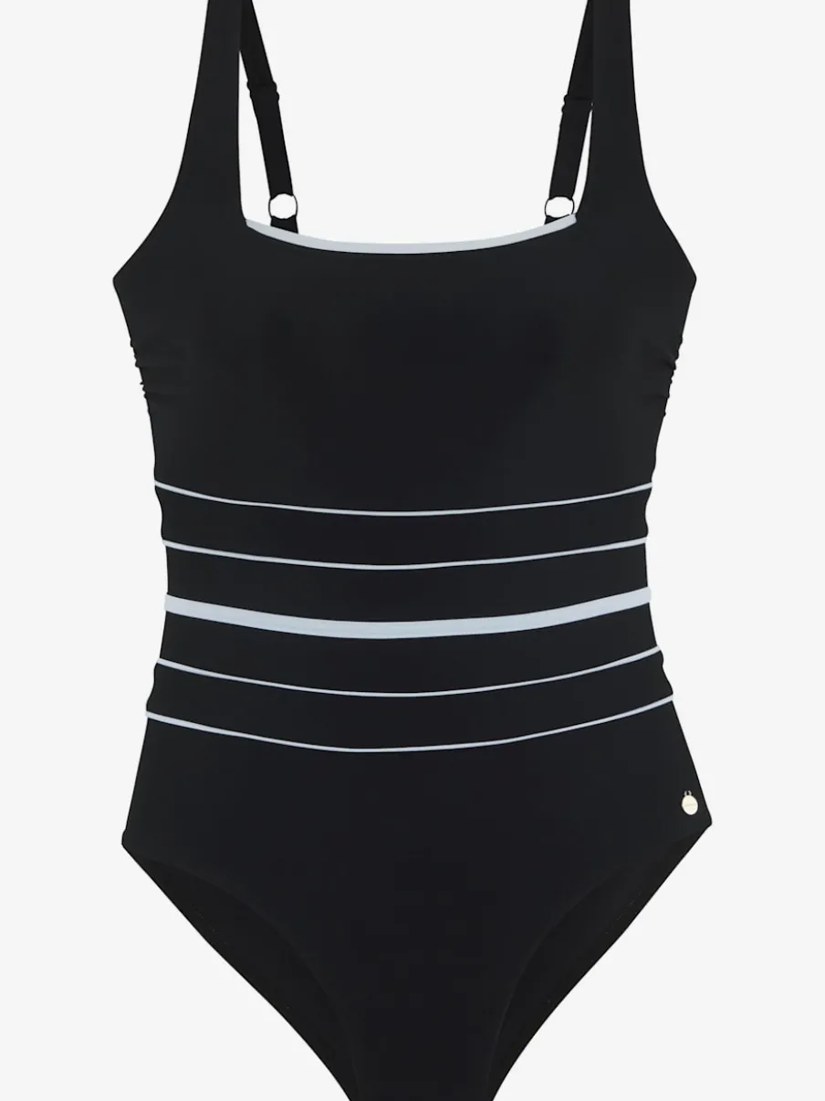 Maillot de bain à rayures avec bonnets intégrés et bretelles réglables